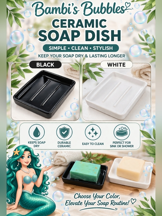 Other - Limited Supply- Ceramic Soap Dish Holder - 1 Dish Available In Black Or White